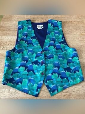 Paul Harris Design Vintage Frogs Vest Size M Made in USA, Gently Used.